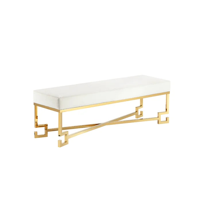 Paccy  Faux Leather Bench - Wooden Bazar