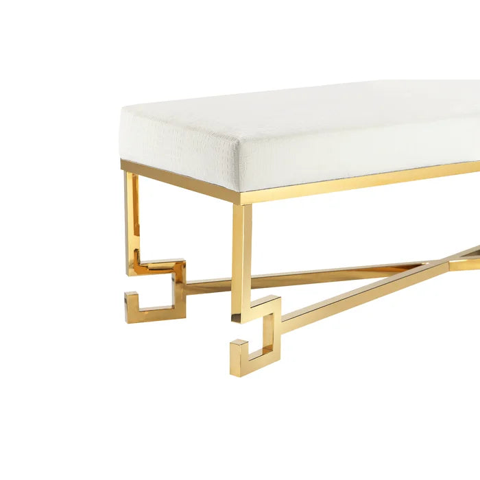 Paccy  Faux Leather Bench - Wooden Bazar