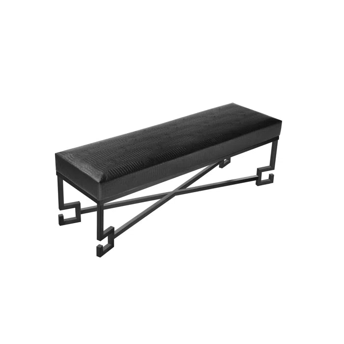 Paccy  Faux Leather Bench - Wooden Bazar
