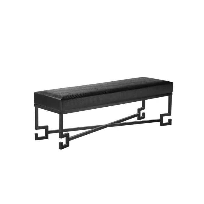 Paccy  Faux Leather Bench - Wooden Bazar