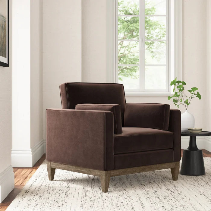 Zexivo Upholstered  1 Seater sofa Arm Chair - Wooden Bazar