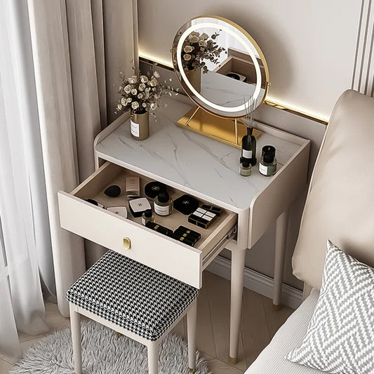 Perryopolis Vanity dressing table with lighted mirror and stool