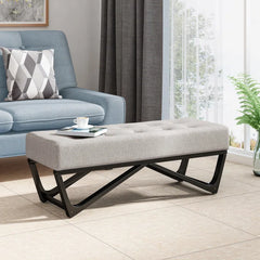 Nazimex Polyester Upholstered Bench - Wooden bazar