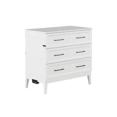 Solid Wood Murphy Bed Chest with 6" Mattress and Built-in Charger