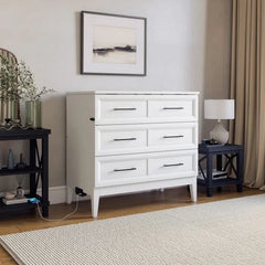 Solid Wood Murphy Bed Chest with 6" Mattress and Built-in Charger
