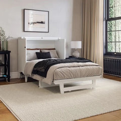 Solid Wood Murphy Bed Chest with 6" Mattress and Built-in Charger