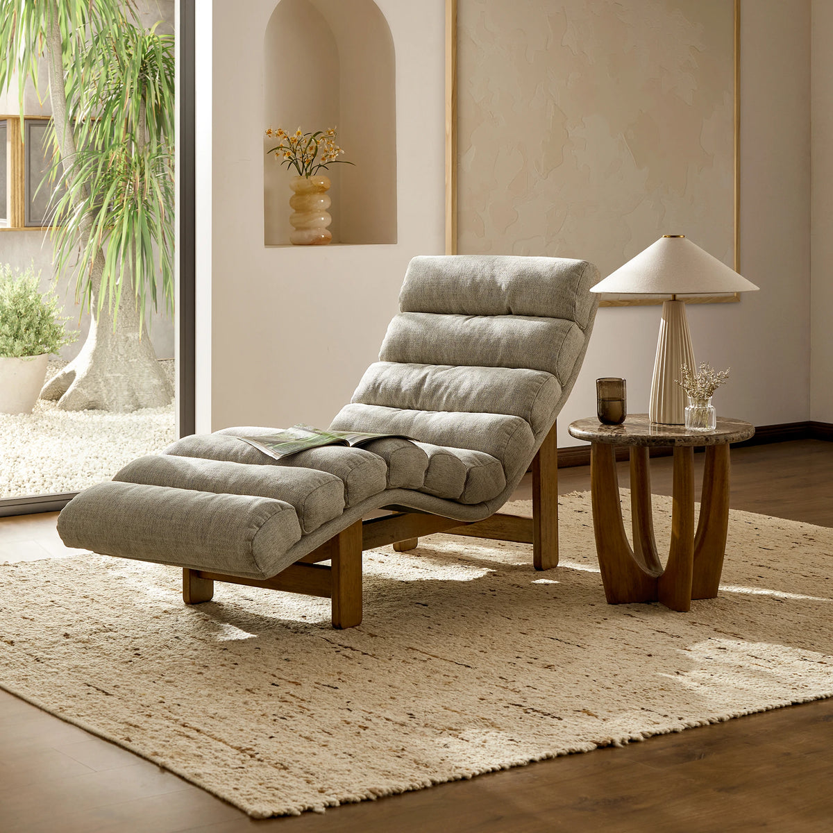 Keriox Ultimate Armless Chaise Lounge - Wooden Bazar