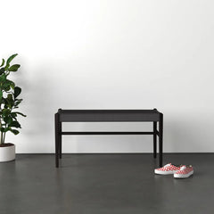Jazker Minimalist Woven Seat Bench - Wooden bazar