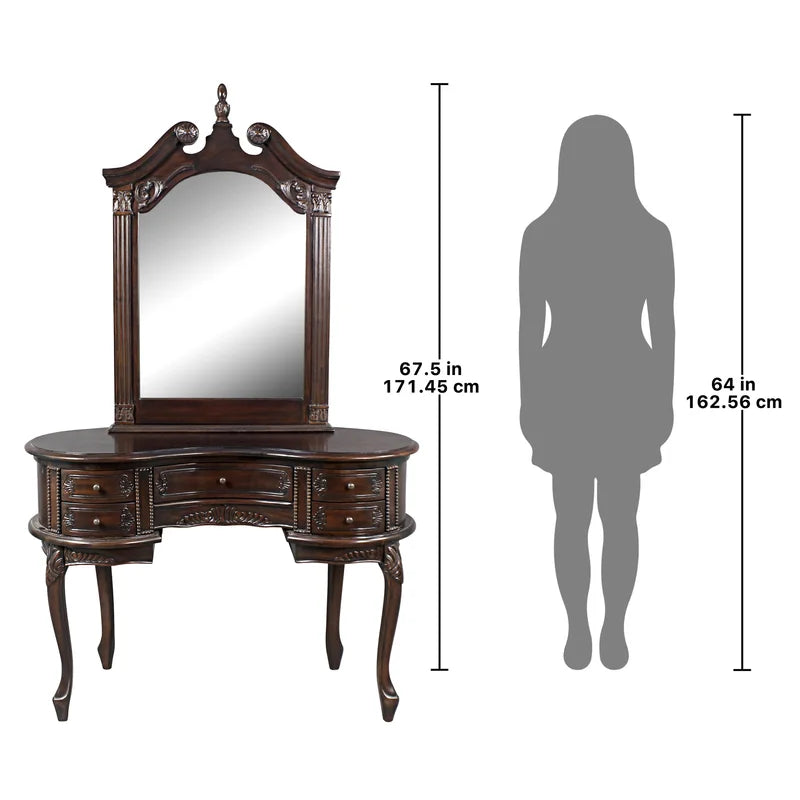 Xantorq  Anne Vanity and Mirror Set - Wooden Bazar