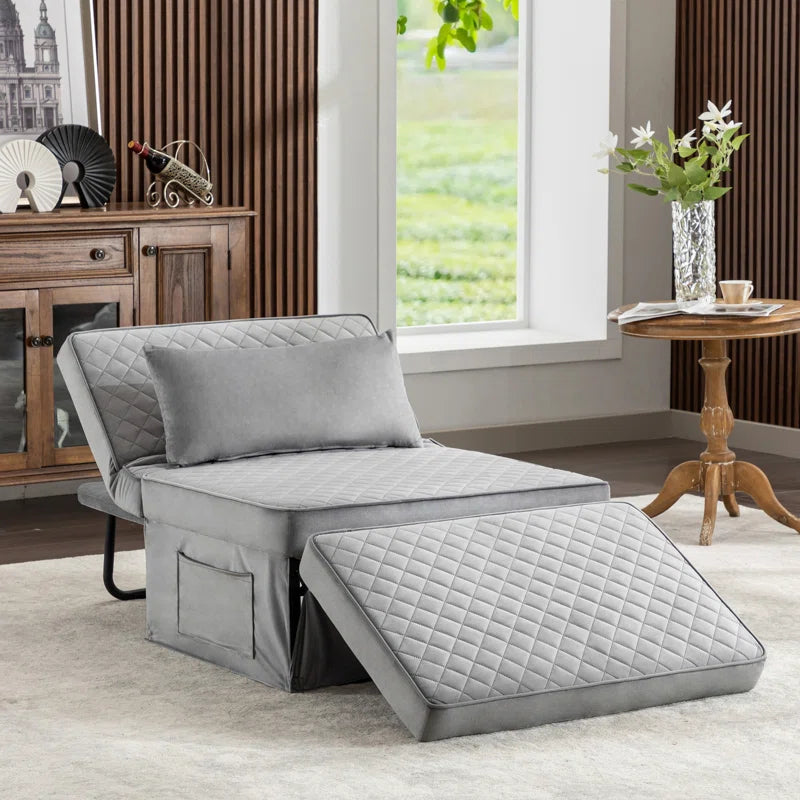 Geeruion Sleeper Sofa With 4" Foldable Memory Foam Mattress, 2 In 1 Upholstered Pull Out Sofa Bed With Nailhead Armrests