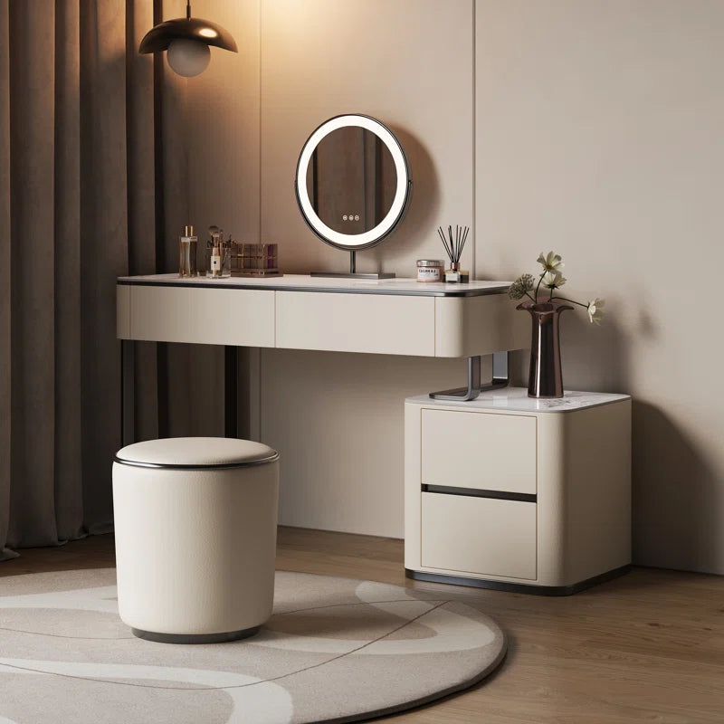 3-Piece Makeup Vanity with Mirror and Stool,Storage Dressing Table