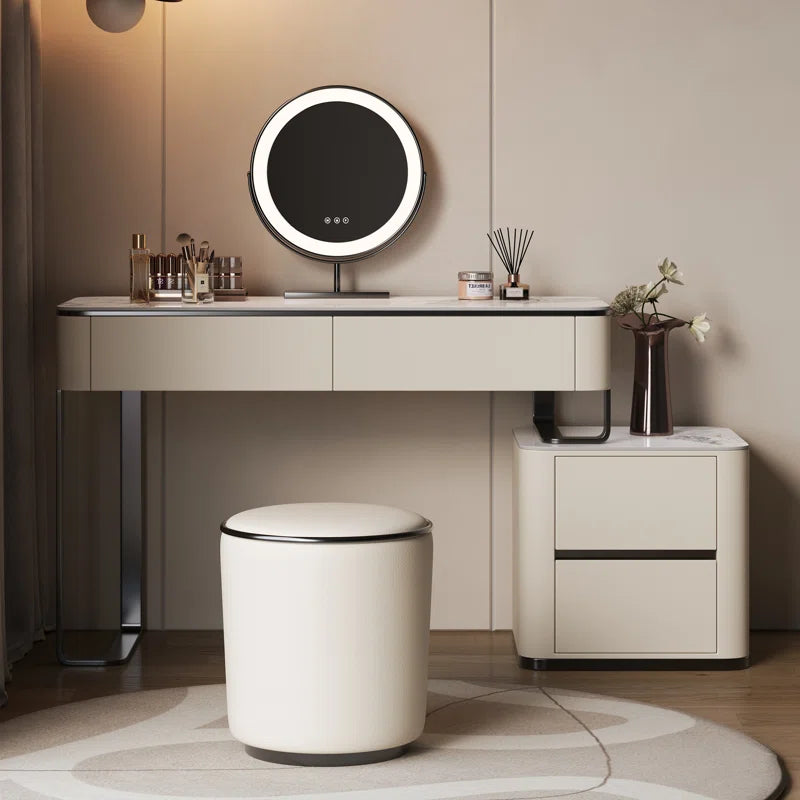 3-Piece Makeup Vanity with Mirror and Stool,Storage Dressing Table