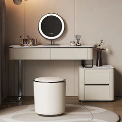 3-Piece Makeup Vanity with Mirror and Stool,Storage Dressing Table