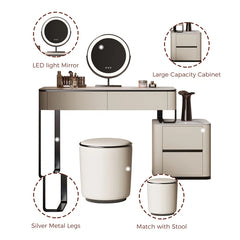 3-Piece Makeup Vanity with Mirror and Stool,Storage Dressing Table