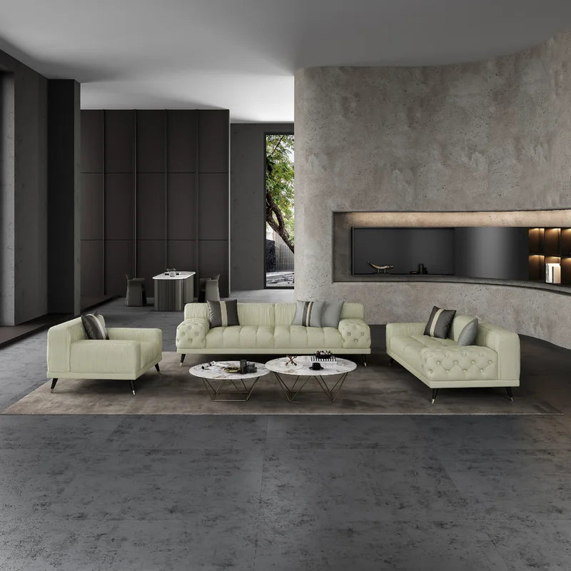 Rashandz 3 - Piece Leather Living Room Set luxury Sofa Set