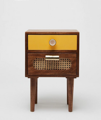 Sunberg Rattan Solid Wood Bedside Table - Wooden bazar