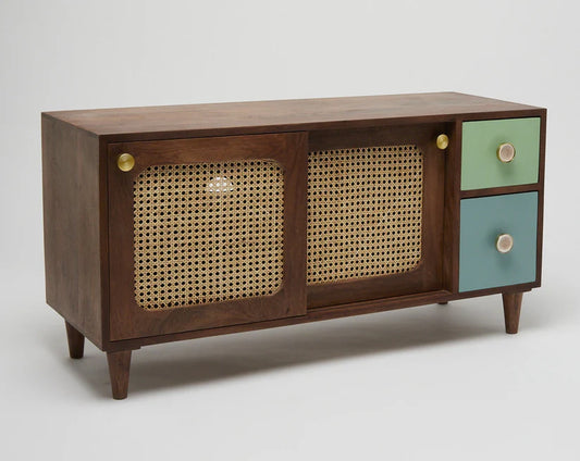 Kushaka Rattan Solid Wood TV Cabinet - Wooden bazar