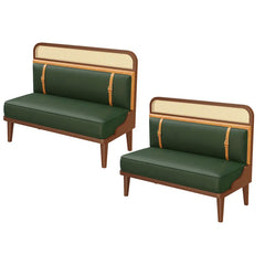 Azino  Faux Leather Double Bench Set Of Two Faux Leather Upholstered Bench