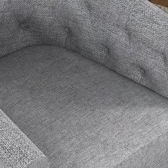 Modern Wide Soft Linen Upholstered Tufted Arm Accent Chair with Swivel