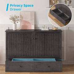 Studio Queen Murphy Bed Cabinet with Storage & Charging Ports