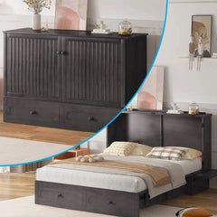Studio Queen Murphy Bed Cabinet with Storage & Charging Ports