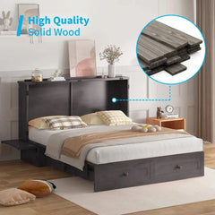 Studio Queen Murphy Bed Cabinet with Storage & Charging Ports