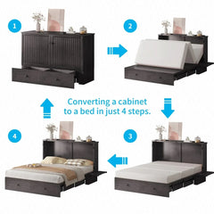 Studio Queen Murphy Bed Cabinet with Storage & Charging Ports