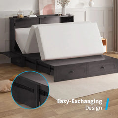 Studio Queen Murphy Bed Cabinet with Storage & Charging Ports
