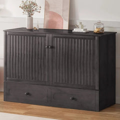 Studio Queen Murphy Bed Cabinet with Storage & Charging Ports