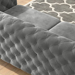 Reigatez 3 Piece Tufted Velvet Living Room Set with Chesterfield Chair & Loveseat & Sofa and Chrome Legs Luxury Sofa Set