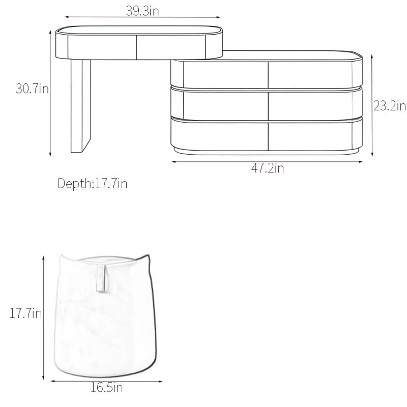 Calvinskin Retractable Light Luxury Dresser - Wooden Bazar