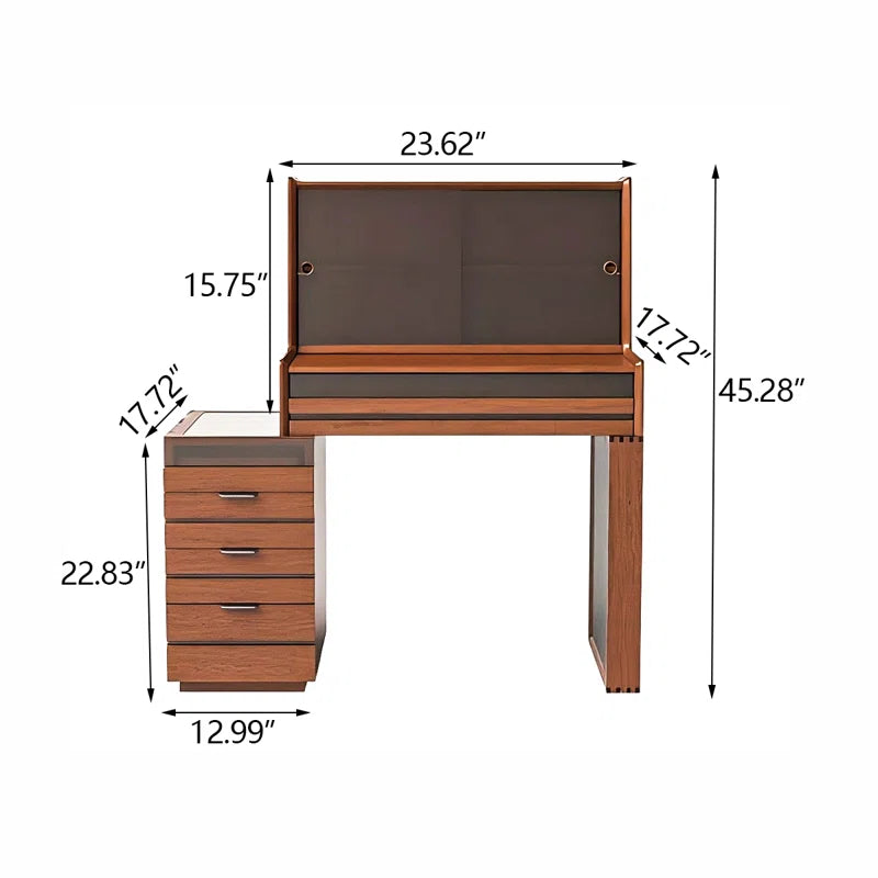 Lerkson  Retractable Storage Vanity Table - Wooden Bazar