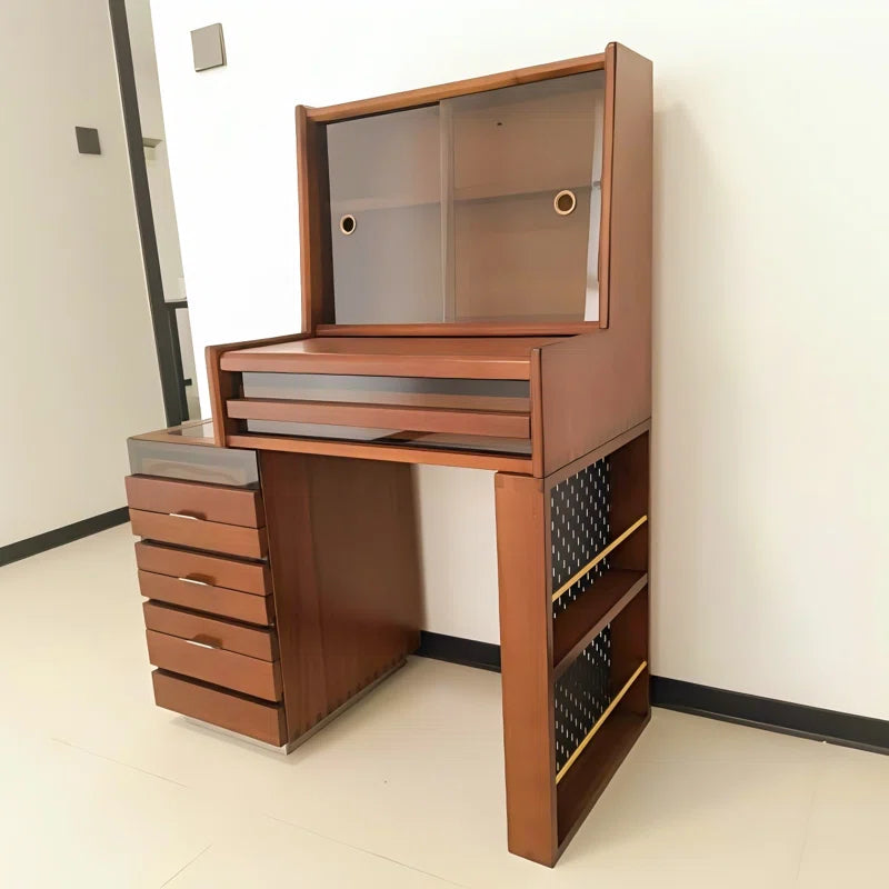 Lerkson  Retractable Storage Vanity Table - Wooden Bazar