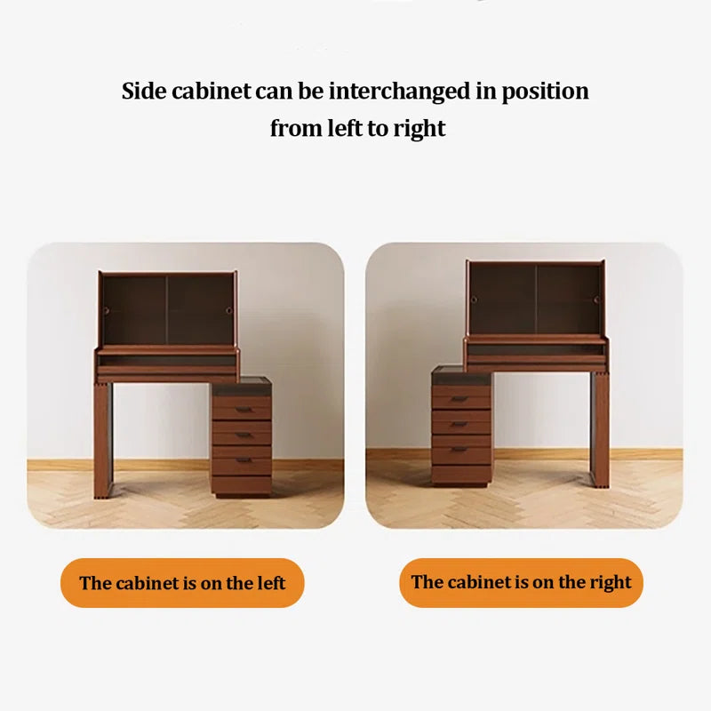 Lerkson  Retractable Storage Vanity Table - Wooden Bazar