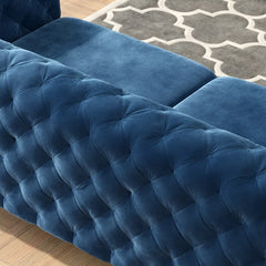 Ringwoodz 4 - Piece Tufted Velvet Living Room Set with Chesterfield Chair & Ottoman & Loveseat & Sofa and Chrome Legs Luxury Sofa Set