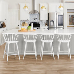 Rosamariae Swivel Solid Wood Counter and bar Stool (Set of 4)