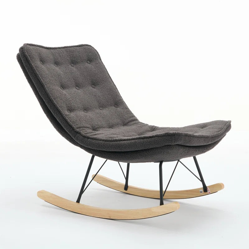 KAllios Contemporary Tufted Gray Rocking Chair with Sleek Metal and Wooden Base