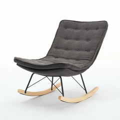 KAllios Contemporary Tufted Gray Rocking Chair with Sleek Metal and Wooden Base