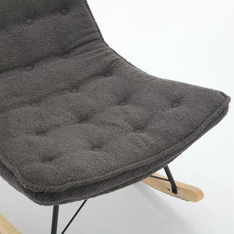 KAllios Contemporary Tufted Gray Rocking Chair with Sleek Metal and Wooden Base