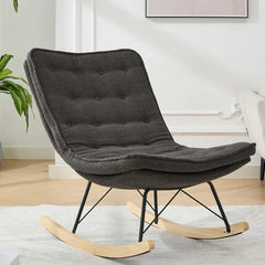 KAllios Contemporary Tufted Gray Rocking Chair with Sleek Metal and Wooden Base