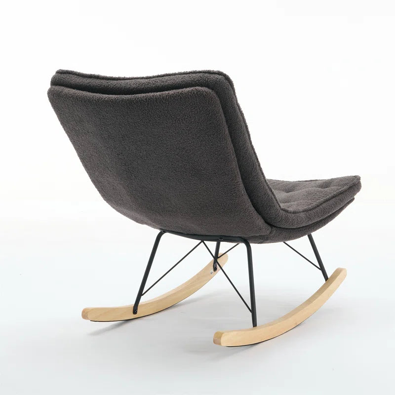 KAllios Contemporary Tufted Gray Rocking Chair with Sleek Metal and Wooden Base