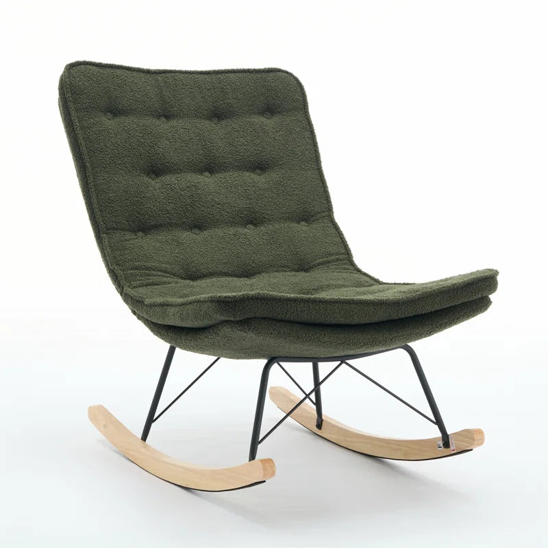 KAllios Contemporary Tufted Gray Rocking Chair with Sleek Metal and Wooden Base