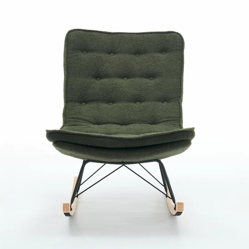 KAllios Contemporary Tufted Gray Rocking Chair with Sleek Metal and Wooden Base