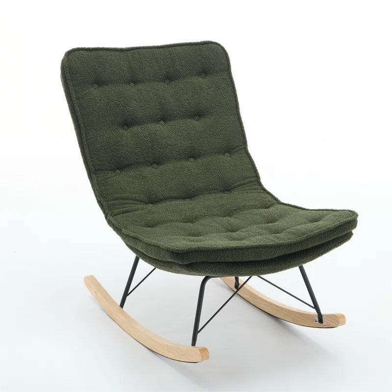 KAllios Contemporary Tufted Gray Rocking Chair with Sleek Metal and Wooden Base