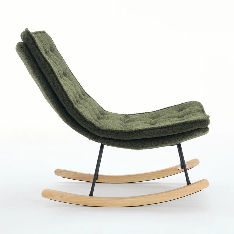 KAllios Contemporary Tufted Gray Rocking Chair with Sleek Metal and Wooden Base