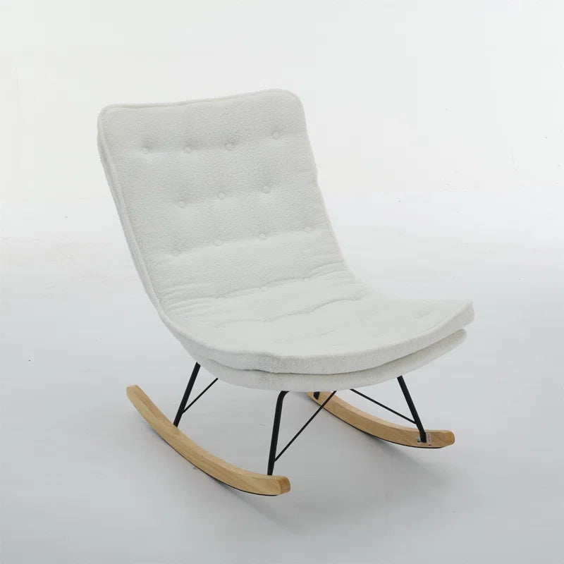 KAllios Contemporary Tufted Gray Rocking Chair with Sleek Metal and Wooden Base