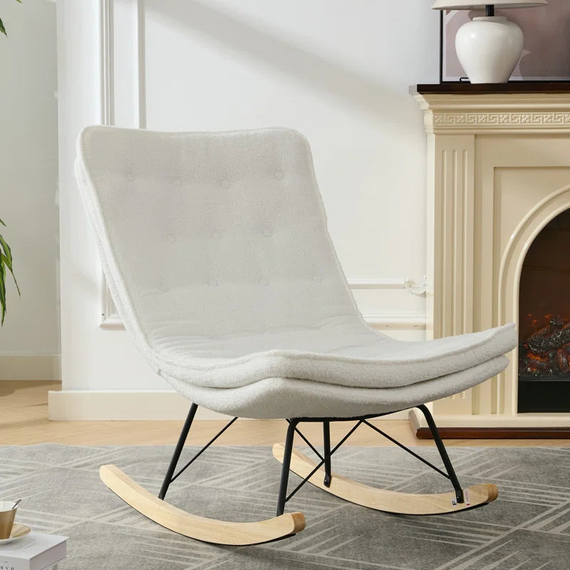 KAllios Contemporary Tufted Gray Rocking Chair with Sleek Metal and Wooden Base