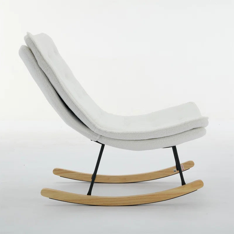 KAllios Contemporary Tufted Gray Rocking Chair with Sleek Metal and Wooden Base