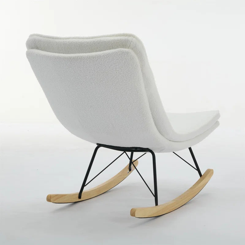 KAllios Contemporary Tufted Gray Rocking Chair with Sleek Metal and Wooden Base