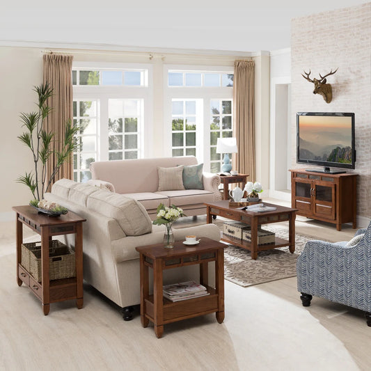 Livert Rustic Oak End Table - Wooden bazar
